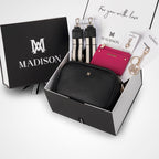 Monica 5 Piece Giftbox - Crossbody Bag, Stripe Bag Strap, Cardholder, Keychain & Personalisation Charm