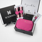 Monica 5 Piece Giftbox - Crossbody Bag, Stripe Bag Strap, Cardholder, Keychain & Personalisation Charm