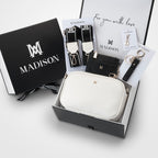 Monica 5 Piece Giftbox - Crossbody Bag, Monogram Bag Strap, Cardholder, Keychain & Personalisation Charm