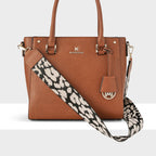 Angie Medium 3 Compartment Satchel Bag + Leopard Bag Strap