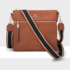 Renee Zip Top 2 Compartment Crossbody Bag + Stripe Bag Strap