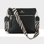 Renee Zip Top 2 Compartment Crossbody Bag + Zebra Bag Strap