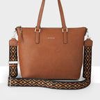 Inga Large Zip Top Tote Bag with Laptop Pocket + Aztec Bag Strap