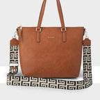 Inga Large Zip Top Tote Bag with Laptop Pocket + Graphic Bag Strap