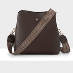 Joanie 3 Compartment Crossbody Bucket Bag + Chevron Bag Strap
