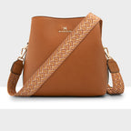 Joanie 3 Compartment Crossbody Bucket Bag + Chevron Bag Strap