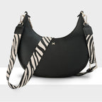 Pia Crescent Shoulder Bag with Crossbody Strap + Zebra Pattern Strap