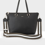 Vivian Medium Zip Top Tote + Metallic Stripe Strap