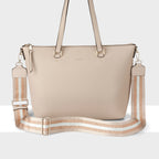 Vivian Medium Zip Top Tote + Metallic Stripe Strap