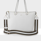 Vivian Medium Zip Top Tote + Metallic Stripe Strap