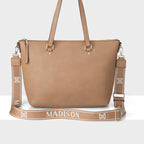 Vivian Medium Zip Top Tote + Monogram Stripe Strap