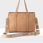 Riley Zip Top Tote + Monogram Stripe Bag Strap