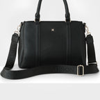Patricia Medium Zip Top Satchel with 3 Compartments and Webbing Crossbody Strap