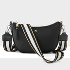 Layla Zip Top Curved Crossbody + Metallic Stripe Strap