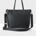 Inga Large Zip Top Tote Bag with Laptop Pocket + Monogram Bag Strap