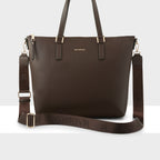 Inga Large Zip Top Tote Bag with Laptop Pocket + Monogram Bag Strap