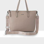 Inga Large Zip Top Tote Bag with Laptop Pocket + Monogram Bag Strap