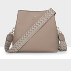 Joanie 3 Compartment Crossbody Bucket Bag + Chevron Bag Strap