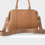 Patricia Medium Zip Top Satchel with 3 Compartments and Webbing Crossbody Strap