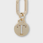 Letter T Charm with Oval Hinge Ring Clip