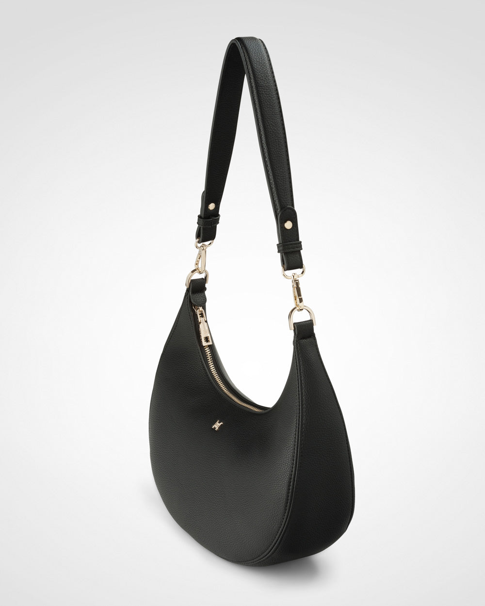 Madison Pia Cresent Shoulder Bag with Crossbody Strap - Black